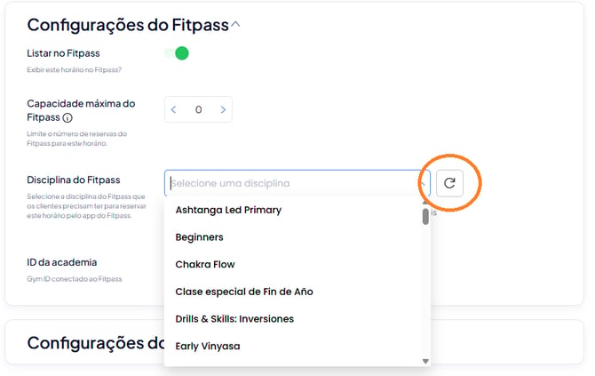 selecionar disciplina