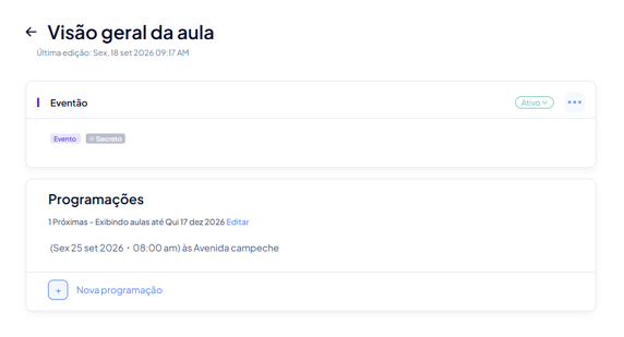 visão geral evento